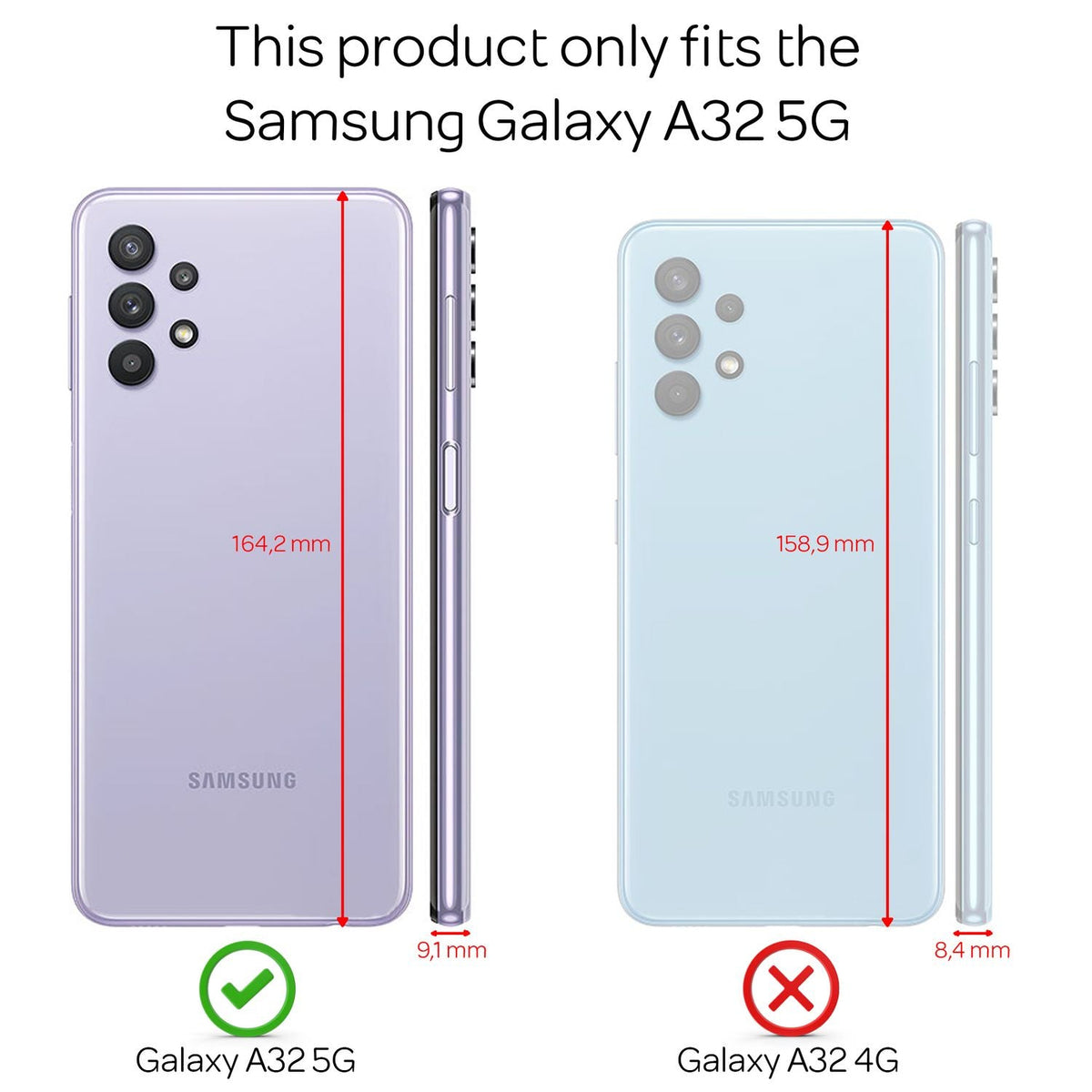 NALIA Handykette für Samsung Galaxy A32 5G – Transparentes Hybrid-Case & Band – HANGIT (Anti-Gelb Rückseite & Verstellbar) – Marke aus Berlin