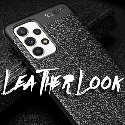 NALIA Leder Look Case kompatibel mit Samsung Galaxy A52 5G / A52 / A52s 5G Hülle, Schwarze Handyhülle Silikon Schutzhülle Stoßfest Rutschfest, Slim Phone Backcover Skin Dünne Handy-Tasche Cover Etui
