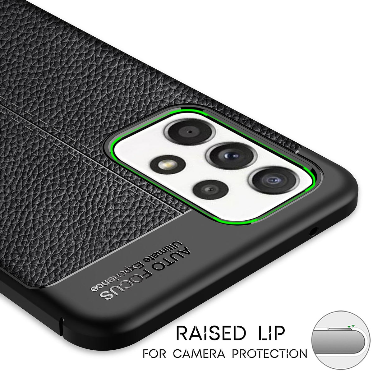 NALIA Leder Look Case kompatibel mit Samsung Galaxy A52 5G / A52 / A52s 5G Hülle, Schwarze Handyhülle Silikon Schutzhülle Stoßfest Rutschfest, Slim Phone Backcover Skin Dünne Handy-Tasche Cover Etui