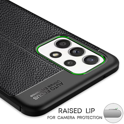 NALIA Leder Look Case kompatibel mit Samsung Galaxy A52 5G / A52 / A52s 5G Hülle, Schwarze Handyhülle Silikon Schutzhülle Stoßfest Rutschfest, Slim Phone Backcover Skin Dünne Handy-Tasche Cover Etui