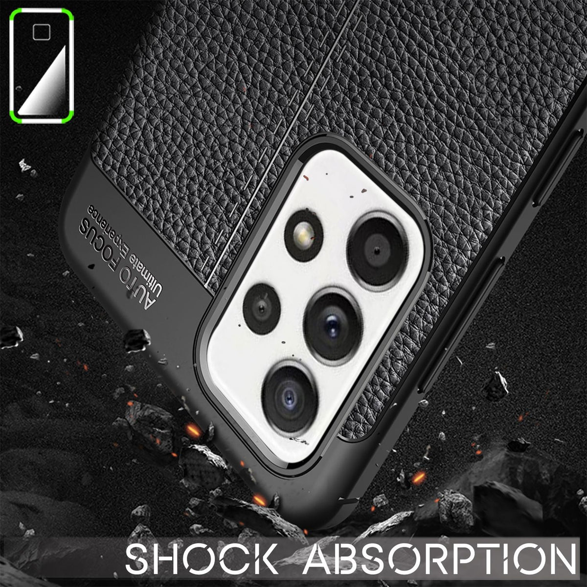 NALIA Leder Look Case kompatibel mit Samsung Galaxy A52 5G / A52 / A52s 5G Hülle, Schwarze Handyhülle Silikon Schutzhülle Stoßfest Rutschfest, Slim Phone Backcover Skin Dünne Handy-Tasche Cover Etui