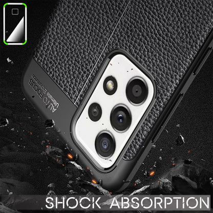 NALIA Leder Look Case kompatibel mit Samsung Galaxy A52 5G / A52 / A52s 5G Hülle, Schwarze Handyhülle Silikon Schutzhülle Stoßfest Rutschfest, Slim Phone Backcover Skin Dünne Handy-Tasche Cover Etui