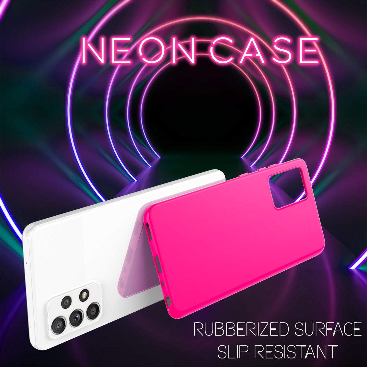 NALIA Neon Silikonhülle für Samsung Galaxy A52 / A52 5G / A52s 5G – Soft-Touch & Signal-Neon – NEONSHOCK (Matte Schutzhülle) – Marke aus Berlin