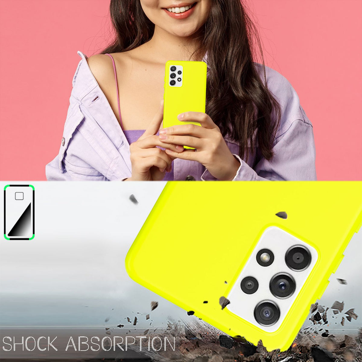 NALIA Neon Silikonhülle für Samsung Galaxy A52 / A52 5G / A52s 5G – Soft-Touch & Signal-Neon – NEONSHOCK (Matte Schutzhülle) – Marke aus Berlin