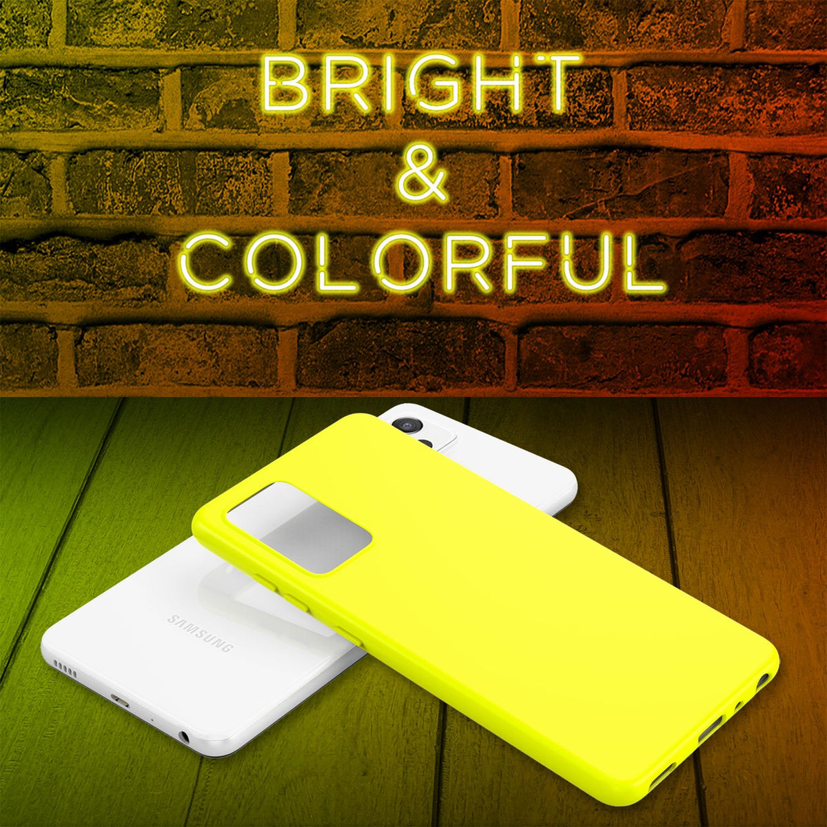 NALIA Neon Silikonhülle für Samsung Galaxy A52 / A52 5G / A52s 5G – Soft-Touch & Signal-Neon – NEONSHOCK (Matte Schutzhülle) – Marke aus Berlin