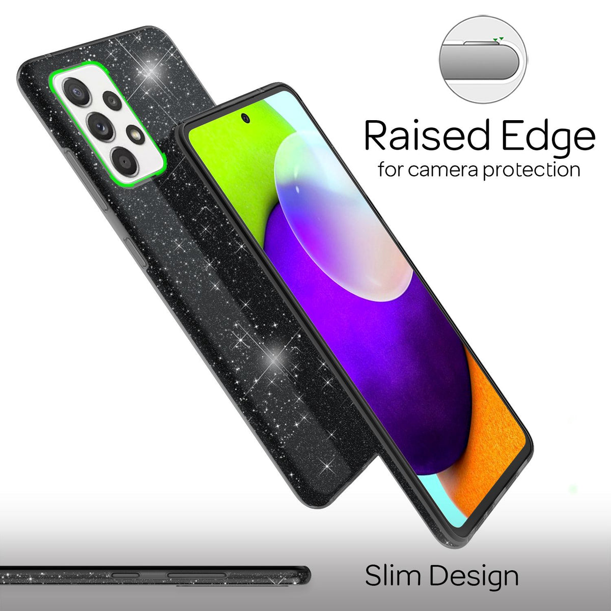 NALIA Glitzerhülle für Samsung Galaxy A52 / A52 5G / A52s 5G – Funkelnder Glitzer-Look & Grip – SHINEPOP (Silikon Case) – Marke aus Berlin