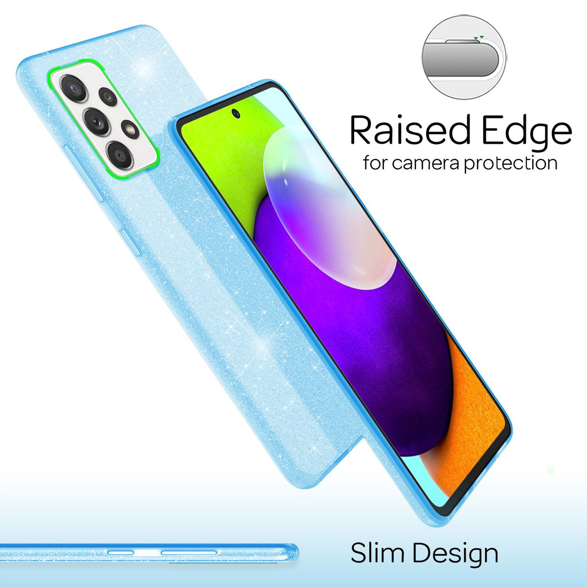 NALIA Glitzerhülle für Samsung Galaxy A52 / A52 5G / A52s 5G – Funkelnder Glitzer-Look & Grip – SHINEPOP (Silikon Case) – Marke aus Berlin