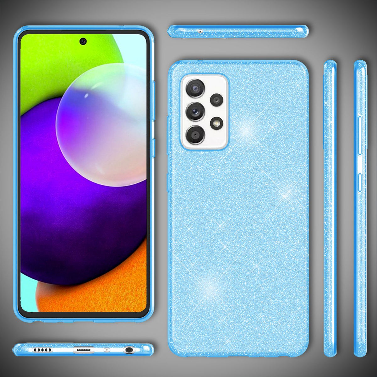 NALIA Glitzerhülle für Samsung Galaxy A52 / A52 5G / A52s 5G – Funkelnder Glitzer-Look & Grip – SHINEPOP (Silikon Case) – Marke aus Berlin