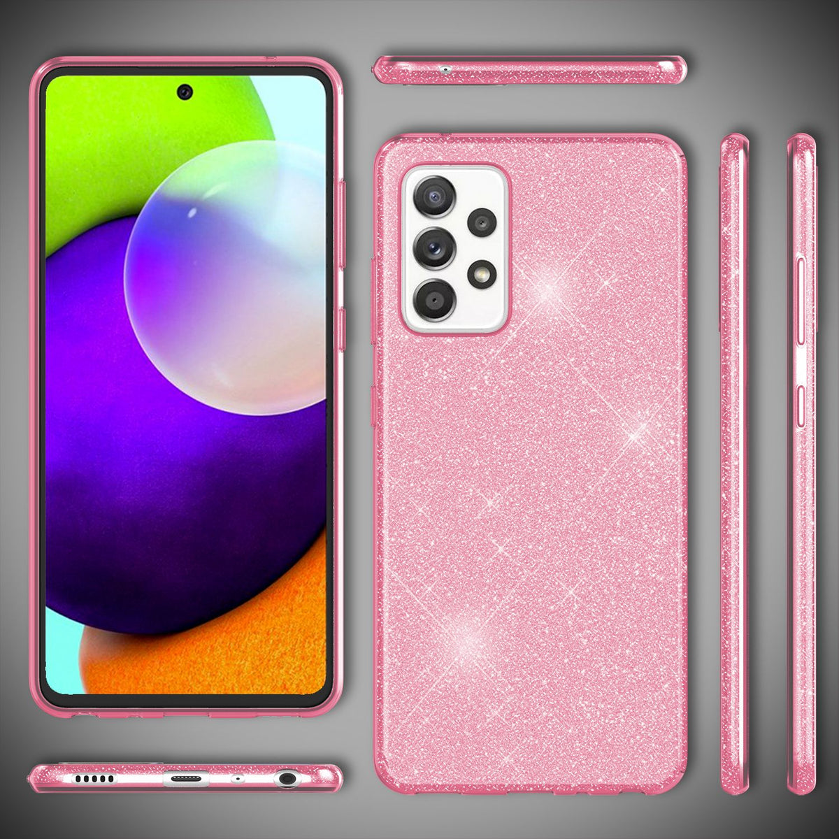 NALIA Glitzerhülle für Samsung Galaxy A52 / A52 5G / A52s 5G – Funkelnder Glitzer-Look & Grip – SHINEPOP (Silikon Case) – Marke aus Berlin