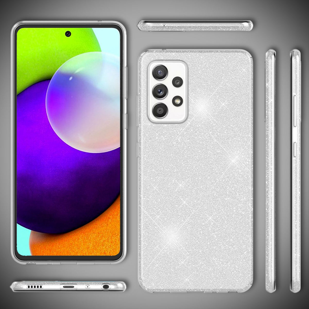 NALIA Glitzerhülle für Samsung Galaxy A52 / A52 5G / A52s 5G – Funkelnder Glitzer-Look & Grip – SHINEPOP (Silikon Case) – Marke aus Berlin
