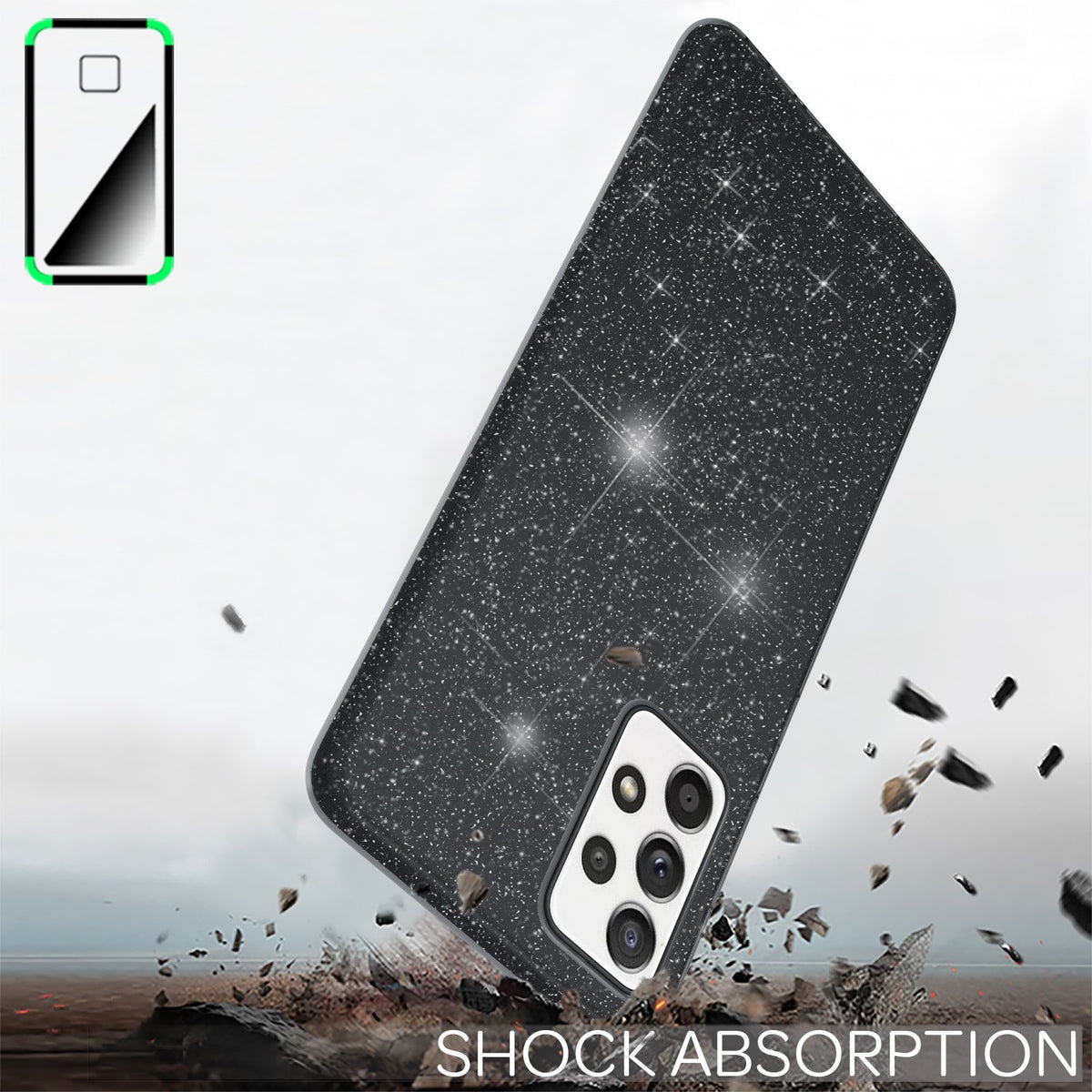 NALIA Glitzerhülle für Samsung Galaxy A52 / A52 5G / A52s 5G – Funkelnder Glitzer-Look & Grip – SHINEPOP (Silikon Case) – Marke aus Berlin