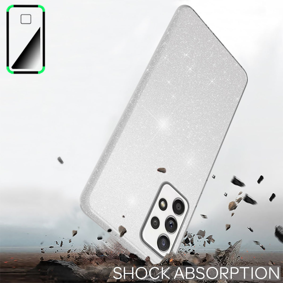 NALIA Glitzerhülle für Samsung Galaxy A52 / A52 5G / A52s 5G – Funkelnder Glitzer-Look & Grip – SHINEPOP (Silikon Case) – Marke aus Berlin