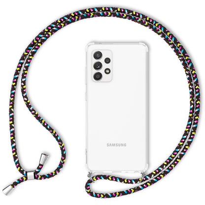 NALIA Handykette für Samsung Galaxy A52 / A52 5G / A52s 5G – Transparentes Hybrid-Case & Band – HANGIT (Anti-Gelb Rückseite & Verstellbar) – Marke aus Berlin