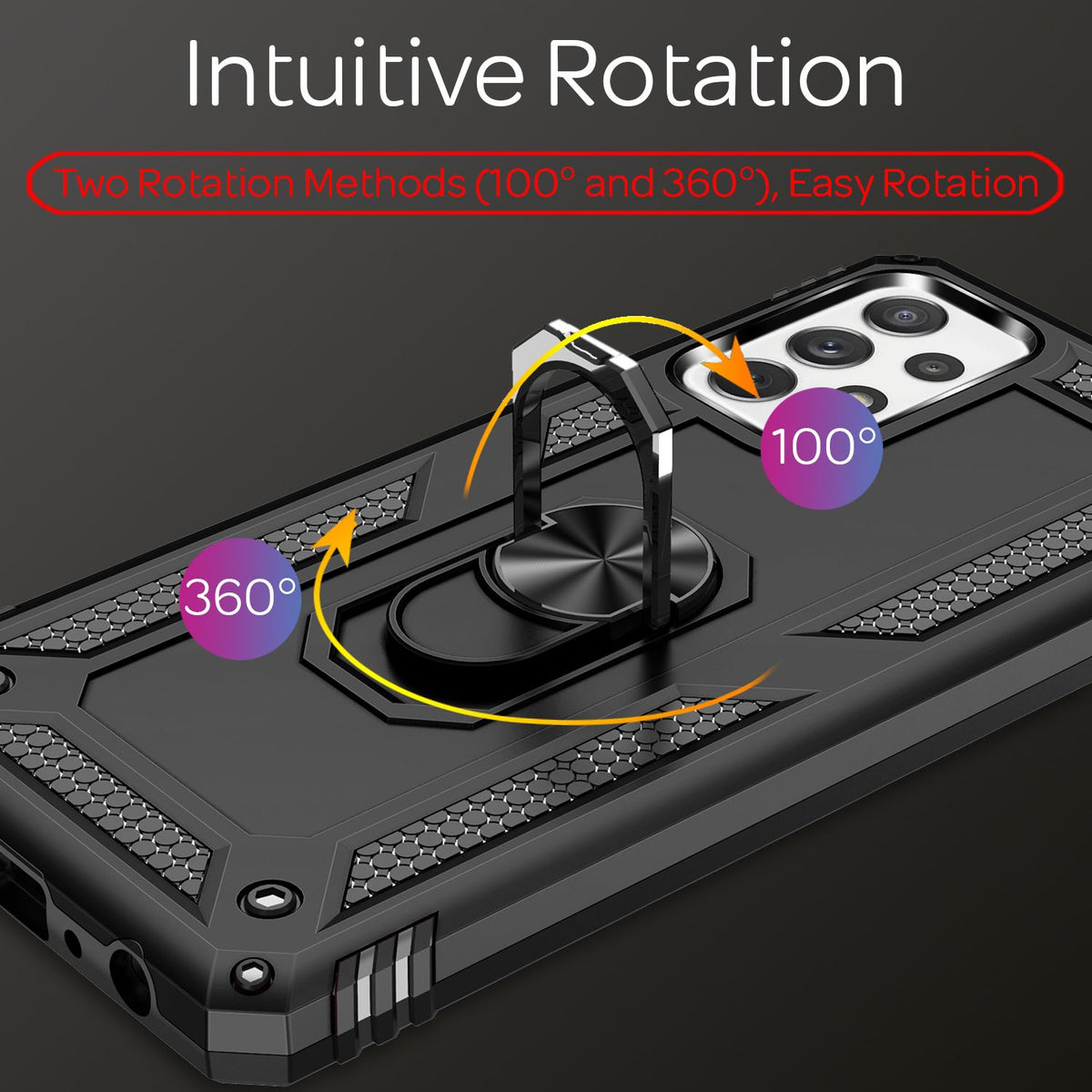 NALIA Panzerhülle für Samsung Galaxy A72 – Ring-Ständer 360° & Magnet-Halterung Kompatibel – RINGDEFEND (Stoßfestes Outdoor Case) – Marke aus Berlin