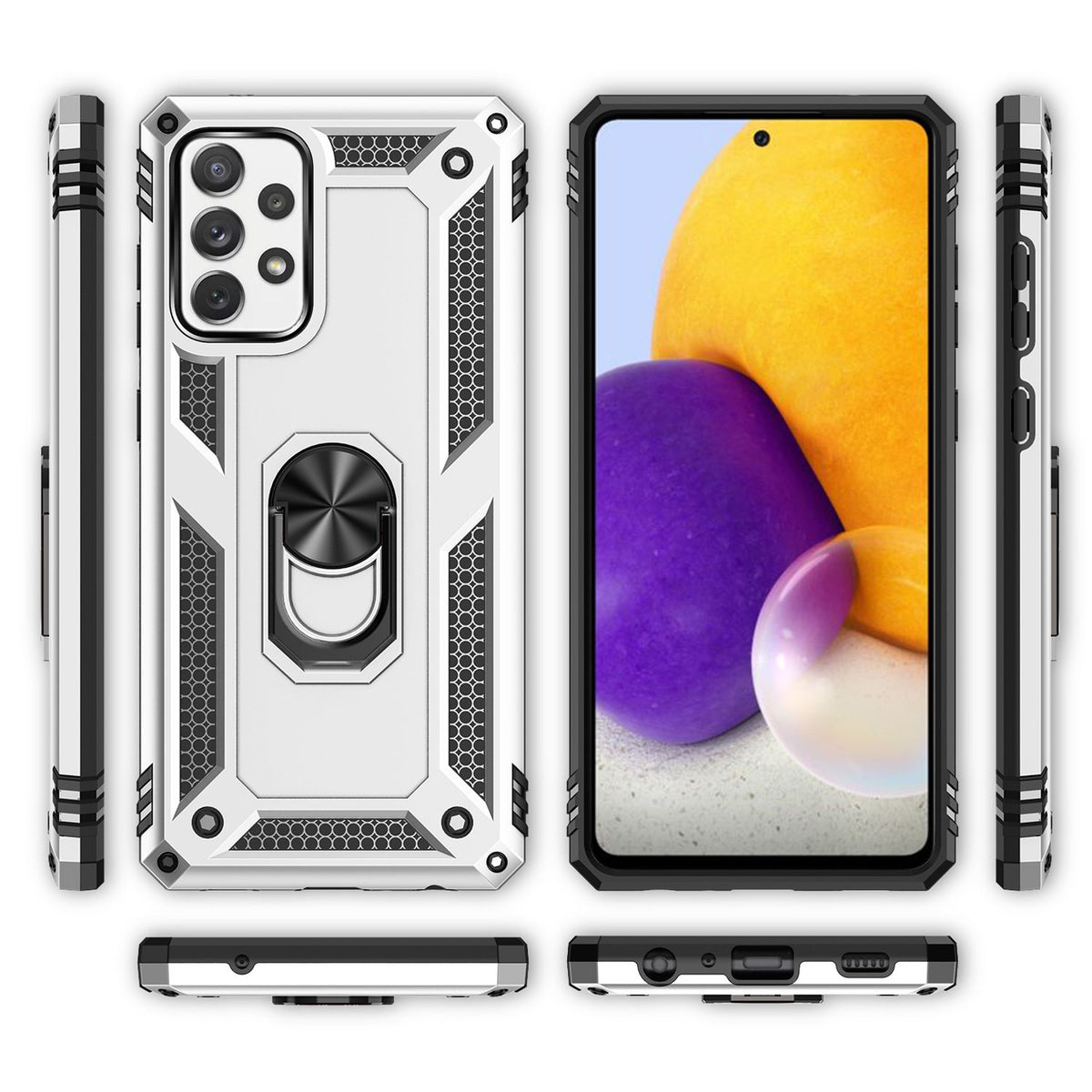 NALIA Panzerhülle für Samsung Galaxy A72 – Ring-Ständer 360° & Magnet-Halterung Kompatibel – RINGDEFEND (Stoßfestes Outdoor Case) – Marke aus Berlin