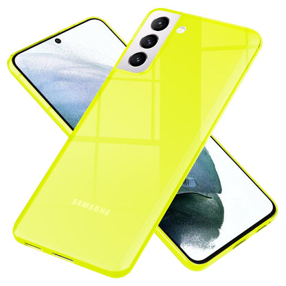 NALIA Neon Silikonhülle für Samsung Galaxy S21 – Knallige Signal-Farbe & Linsenschutz – VIBE (Transparentes Case) – Marke aus Berlin