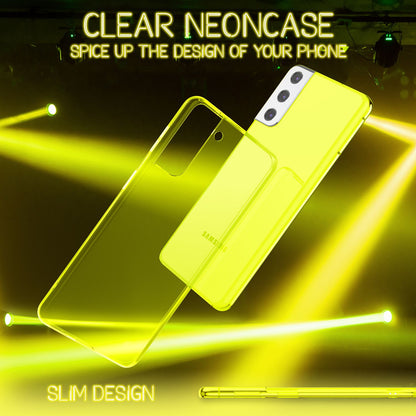 NALIA Neon Silikonhülle für Samsung Galaxy S21 Plus – Knallige Signal-Farbe & Linsenschutz – VIBE (Transparentes Case) – Marke aus Berlin
