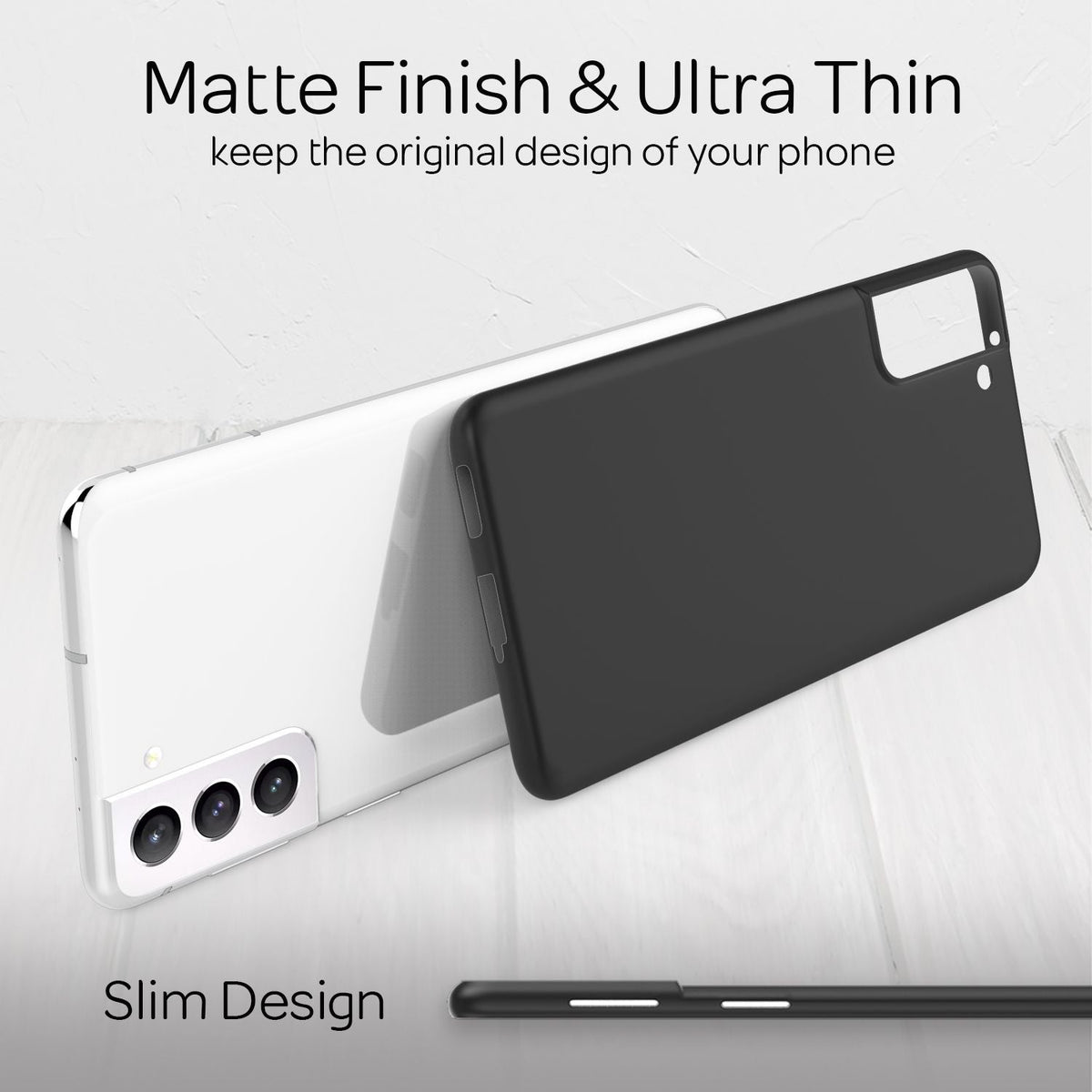 NALIA Ultra Slim Hardcase für Samsung Galaxy S21 – Matt & 0.3mm Dünn – PHANTOM (Dünnes Cover & Kamera-Vollschutz) – Marke aus Berlin