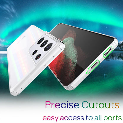 NALIA Klares Hartglas Case kompatibel mit Samsung Galaxy S21 Ultra Hülle, Transparentes Regenbogen Hardcase aus Tempered Glass & Silikon Bumper, Holografisch Bunt Glänzende Handyhülle Cover Kratzfest