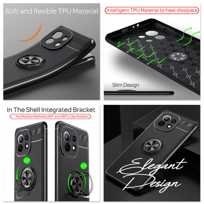 NALIA Ring Handyhülle kompatibel mit Xiaomi Mi 11 5G Hülle, Silikon Cover mit 360-Grad Finger-Halter für magnetische KFZ-Halterung, Kickstand Schutzhülle Phone Case Handy-Tasche Bumper