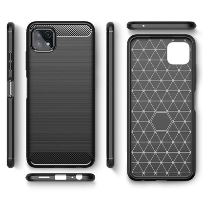 NALIA Silikonhülle für Samsung Galaxy A22 5G – Rutschfest & Matt – VORTEX (Gebürstete Optik & Carbon Design) – Marke aus Berlin