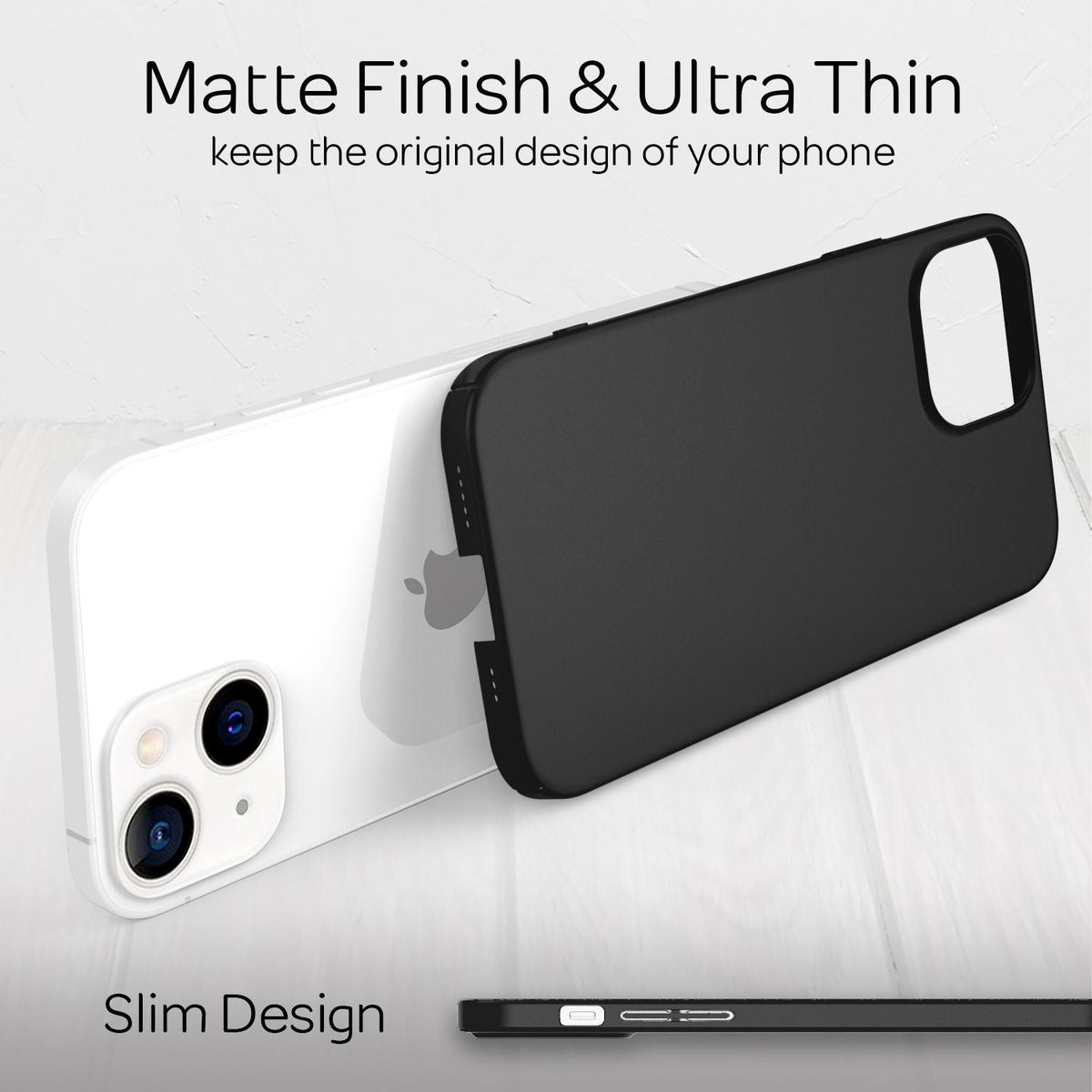 NALIA Ultra Slim Hardcase für iPhone 13 – Anti-Fingerabdruck & 0.5mm Dünn – PUREFIT (Matt & Leicht) – Marke aus Berlin