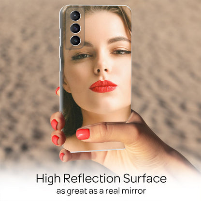 NALIA Spiegel Hartglas Case kompatibel mit Samsung Galaxy S21 Plus Hülle, Klarer Spiegeleffekt Mirror Hardcase Kratzfest 9H Tempered Glass & Silikon Bumper, Dünne Schutzhülle Handyhülle Hart - Silber
