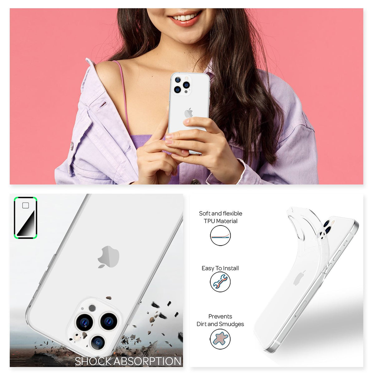NALIA Transparente Silikonhülle für iPhone 13 Pro – Anti-Gelb & Rutschfest – GLAZE (Handyhülle Kristallklar, Schlank & Stoßfest) – Marke aus Berlin