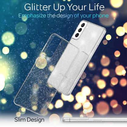 NALIA Glitzerhülle für Samsung Galaxy S21 FE – Funkelndes Silikon Case – DAZZLIN (Transparent & Stoßfest) – Marke aus Berlin