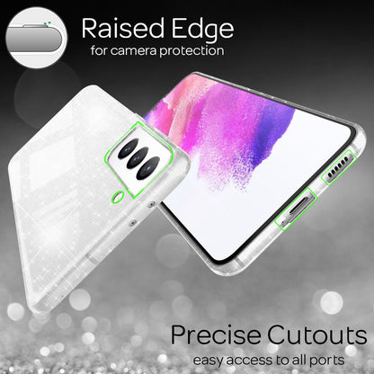 NALIA Glitzerhülle für Samsung Galaxy S21 FE – Funkelndes Silikon Case – DAZZLIN (Transparent & Stoßfest) – Marke aus Berlin