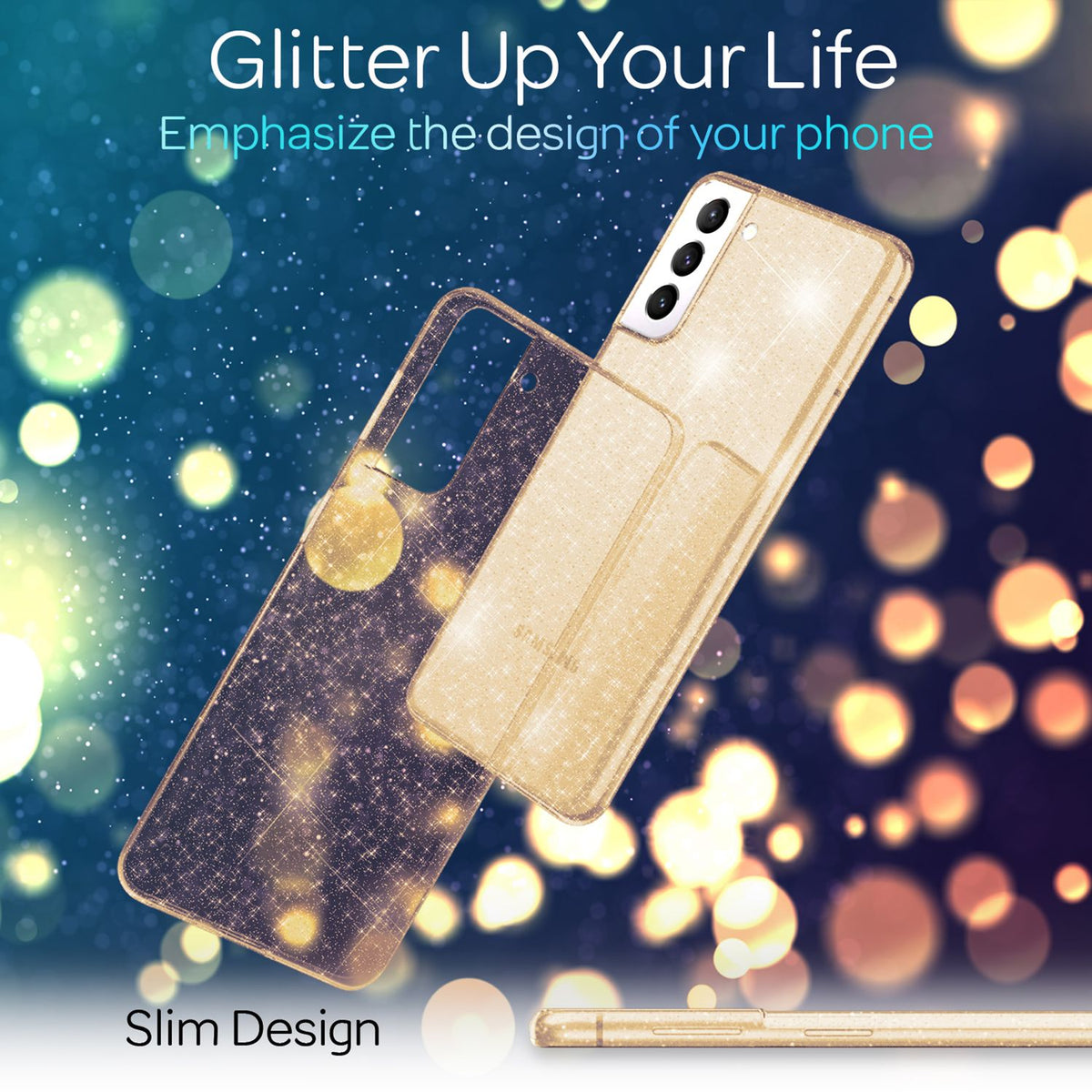 NALIA Glitzerhülle für Samsung Galaxy S21 FE – Funkelndes Silikon Case – DAZZLIN (Transparent & Stoßfest) – Marke aus Berlin