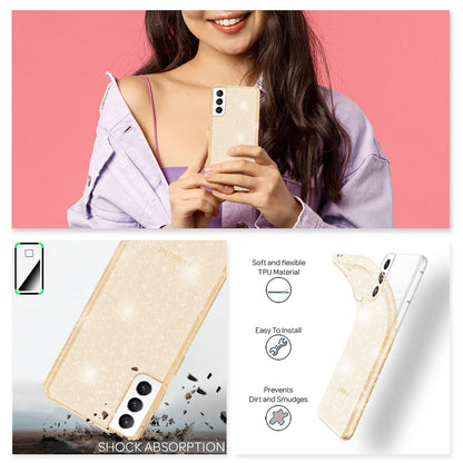 NALIA Glitzerhülle für Samsung Galaxy S21 FE – Funkelndes Silikon Case – DAZZLIN (Transparent & Stoßfest) – Marke aus Berlin