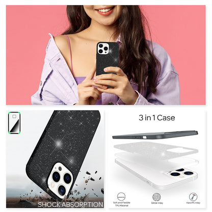 NALIA Glitzerhülle für iPhone 13 Pro Max – Funkelnder Glitzer-Look & Grip – SHINEPOP (Silikon Case) – Marke aus Berlin