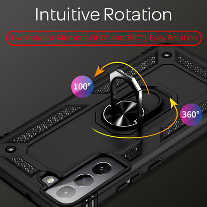 NALIA Panzerhülle für Samsung Galaxy S22 – Ring-Ständer 360° & Magnet-Halterung Kompatibel – RINGDEFEND (Stoßfestes Outdoor Case) – Marke aus Berlin