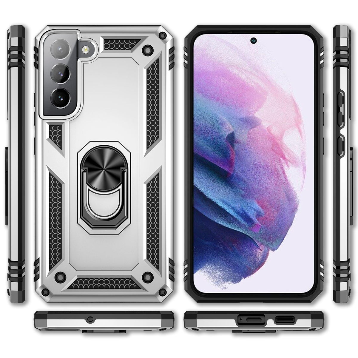 NALIA Panzerhülle für Samsung Galaxy S22 – Ring-Ständer 360° & Magnet-Halterung Kompatibel – RINGDEFEND (Stoßfestes Outdoor Case) – Marke aus Berlin