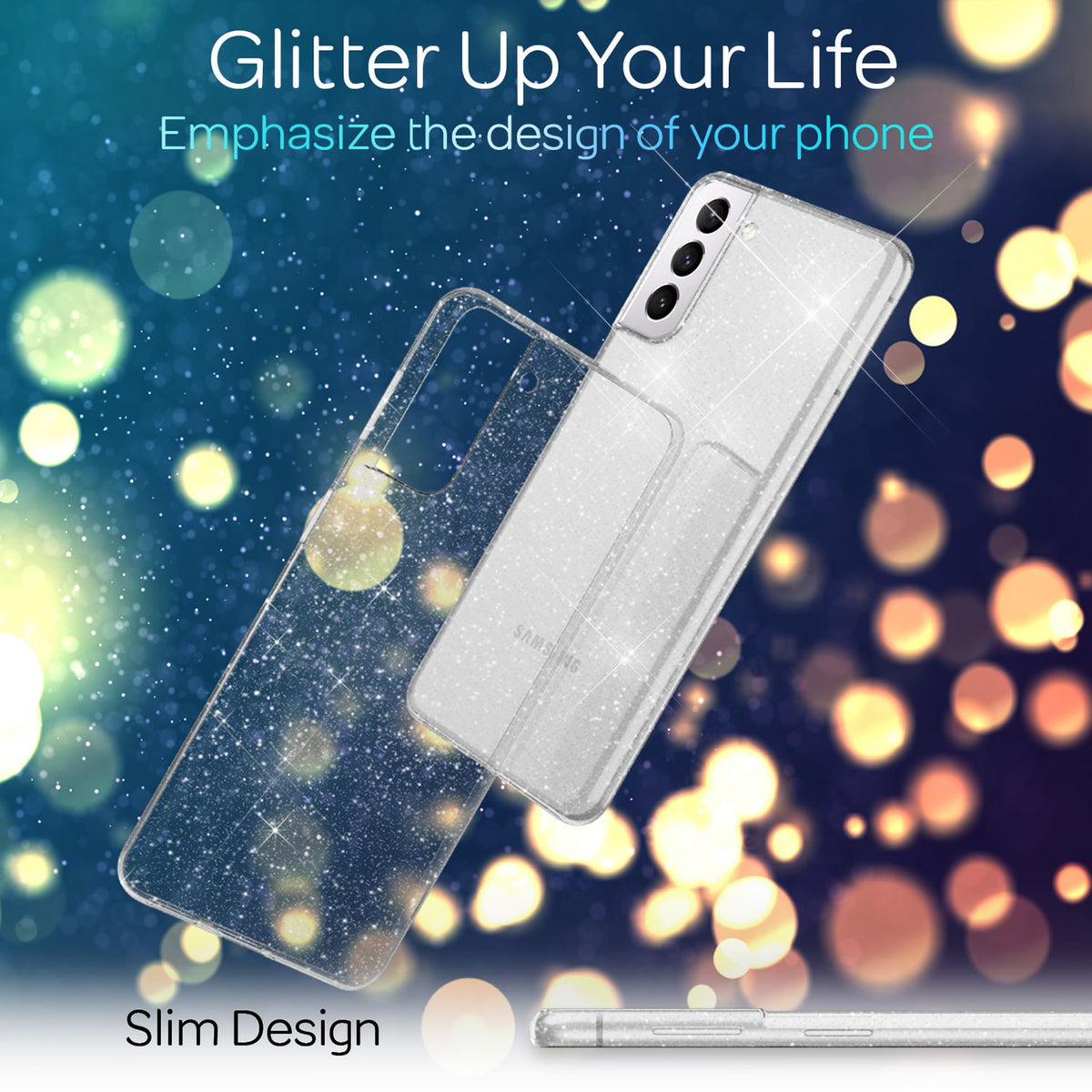 NALIA Glitzerhülle für Samsung Galaxy S22 – Funkelndes Silikon Case – DAZZLIN (Transparent & Stoßfest) – Marke aus Berlin