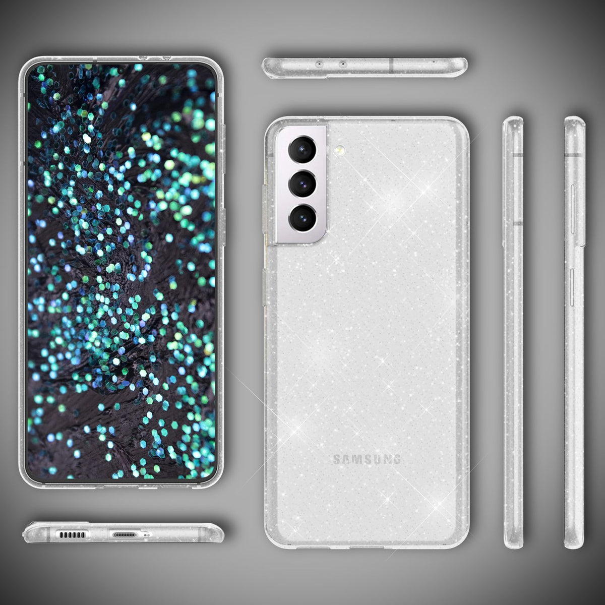 NALIA Glitzerhülle für Samsung Galaxy S22 – Funkelndes Silikon Case – DAZZLIN (Transparent & Stoßfest) – Marke aus Berlin