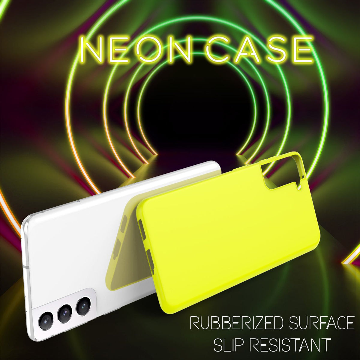 NALIA Neon Silikonhülle für Samsung Galaxy S22 – Soft-Touch & Signal-Neon – NEONSHOCK (Matte Schutzhülle) – Marke aus Berlin