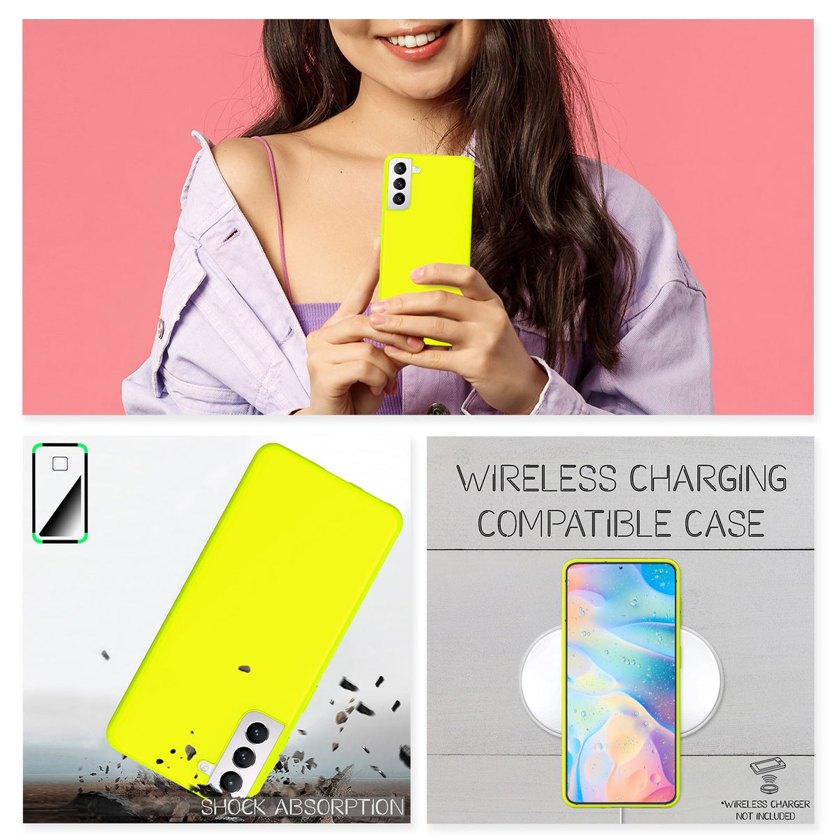 NALIA Neon Silikonhülle für Samsung Galaxy S22 – Soft-Touch & Signal-Neon – NEONSHOCK (Matte Schutzhülle) – Marke aus Berlin