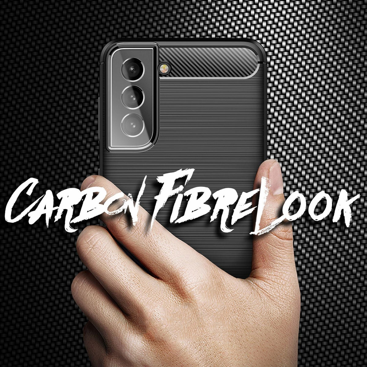 NALIA Silikonhülle für Samsung Galaxy S22 – Rutschfest & Matt – VORTEX (Gebürstete Optik & Carbon Design) – Marke aus Berlin