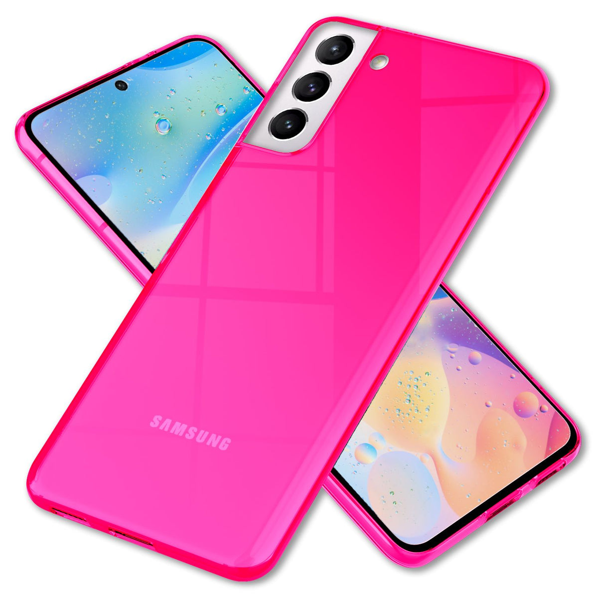 NALIA Neon Silikonhülle für Samsung Galaxy S22 Plus – Knallige Signal-Farbe & Linsenschutz – VIBE (Transparentes Case) – Marke aus Berlin
