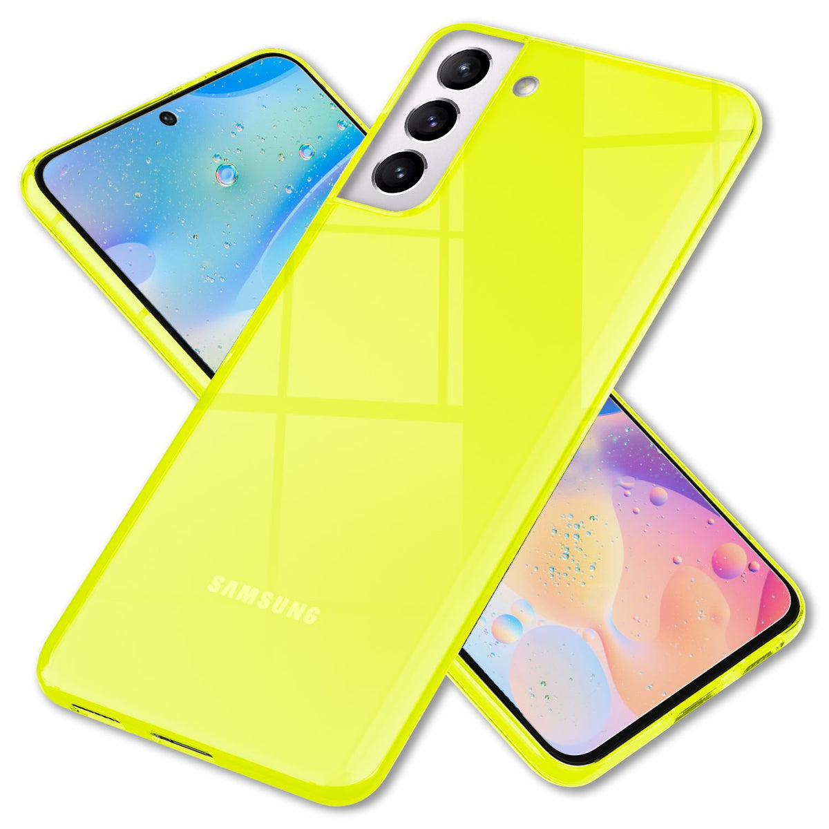 NALIA Neon Silikonhülle für Samsung Galaxy S22 Plus – Knallige Signal-Farbe & Linsenschutz – VIBE (Transparentes Case) – Marke aus Berlin