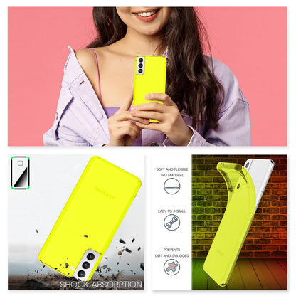 NALIA Neon Silikonhülle für Samsung Galaxy S22 Plus – Knallige Signal-Farbe & Linsenschutz – VIBE (Transparentes Case) – Marke aus Berlin