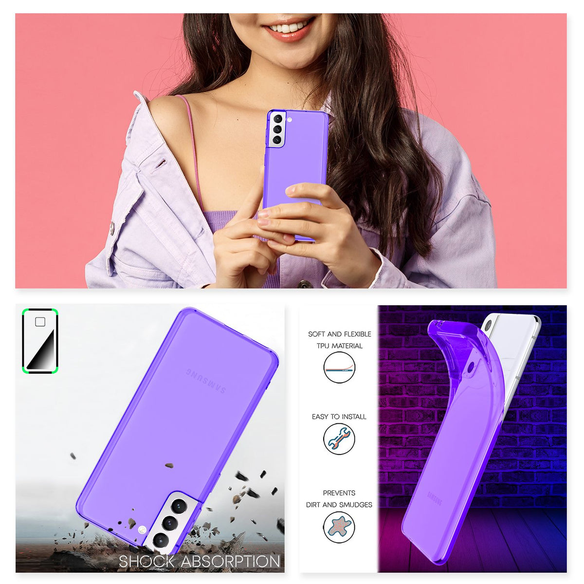 NALIA Neon Silikonhülle für Samsung Galaxy S22 Plus – Knallige Signal-Farbe & Linsenschutz – VIBE (Transparentes Case) – Marke aus Berlin