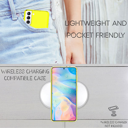 NALIA Neon Silikonhülle für Samsung Galaxy S22 Plus – Knallige Signal-Farbe & Linsenschutz – VIBE (Transparentes Case) – Marke aus Berlin