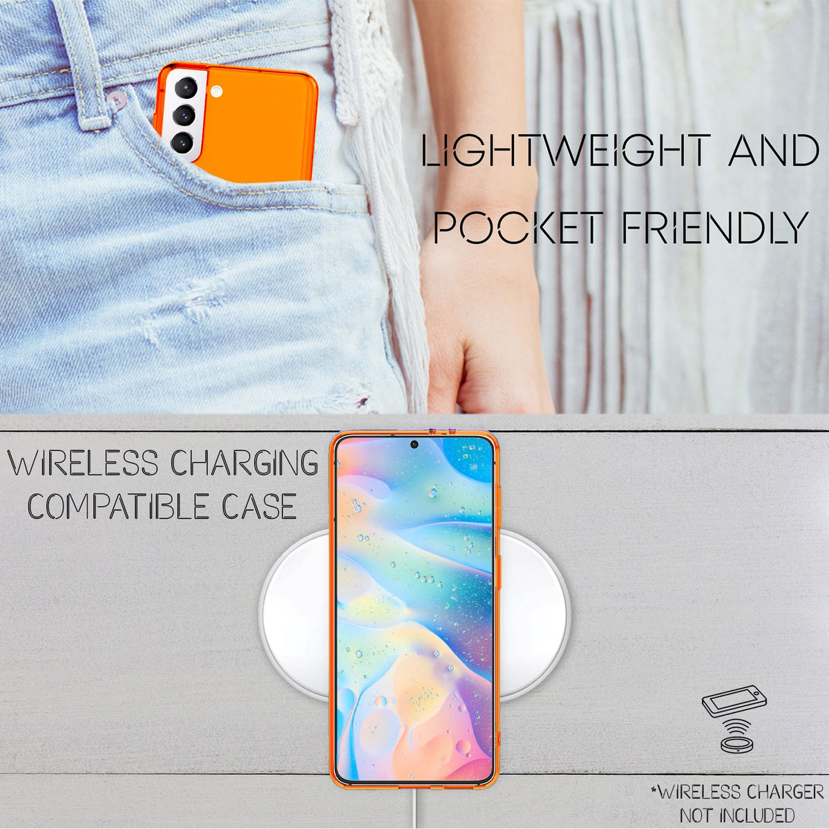 NALIA Neon Silikonhülle für Samsung Galaxy S22 Plus – Knallige Signal-Farbe & Linsenschutz – VIBE (Transparentes Case) – Marke aus Berlin