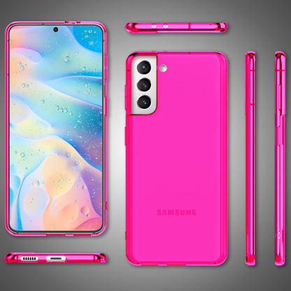 NALIA Neon Silikonhülle für Samsung Galaxy S22 Plus – Knallige Signal-Farbe & Linsenschutz – VIBE (Transparentes Case) – Marke aus Berlin