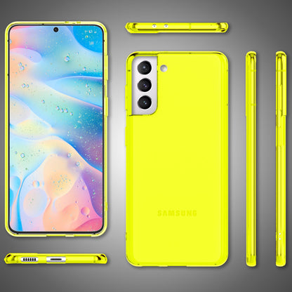 NALIA Neon Silikonhülle für Samsung Galaxy S22 Plus – Knallige Signal-Farbe & Linsenschutz – VIBE (Transparentes Case) – Marke aus Berlin