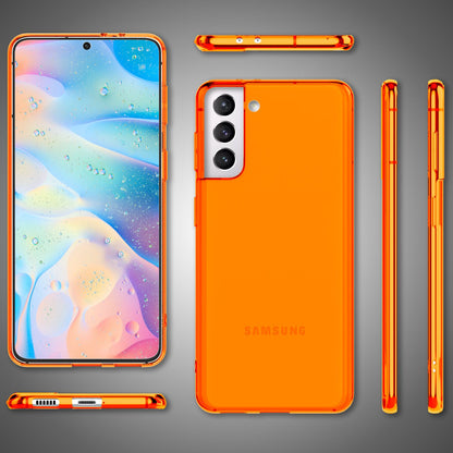 NALIA Neon Silikonhülle für Samsung Galaxy S22 Plus – Knallige Signal-Farbe & Linsenschutz – VIBE (Transparentes Case) – Marke aus Berlin