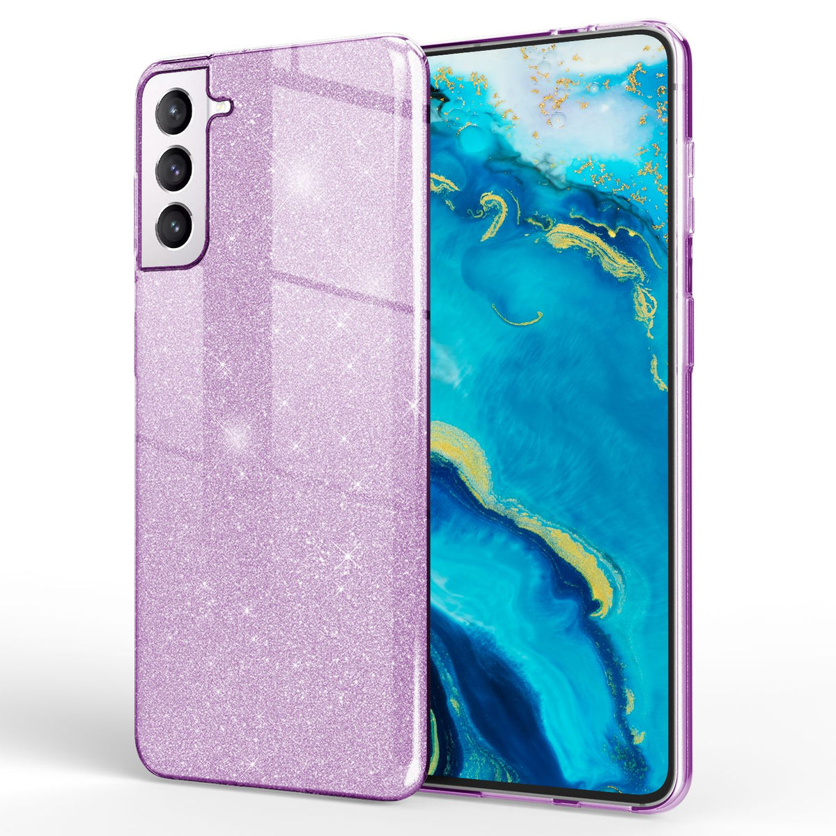 NALIA Glitzerhülle für Samsung Galaxy S22 – Funkelnder Glitzer-Look & Grip – SHINEPOP (Silikon Case) – Marke aus Berlin